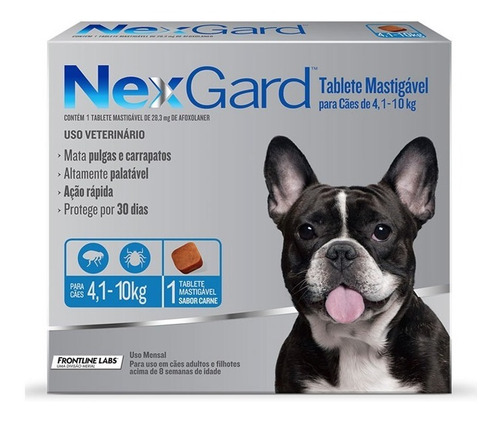 Antipulgas E Carrapatos 28,3 Mg Cães De 4 A 10kg M Nexgard