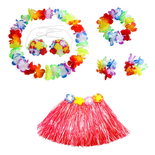 5x Conjunto De Disfraz De Falda Hawaiana, Falda De Rafia, A