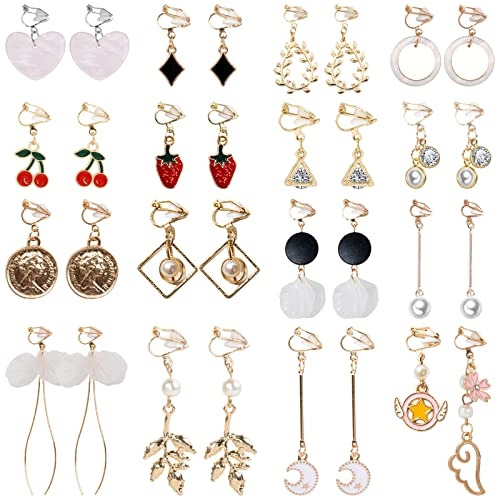 Aretes Colgantes De Clip Para Mujeres 16 Pares