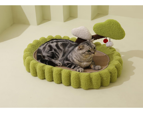 Cama Rascador Ovalada De Sisal Extra Grande Para Gatos Verde Diseño