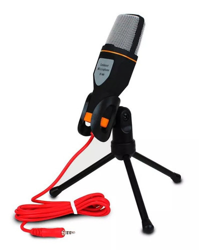Micrófono Condensador Plug Semiprofesional Mini Tripie Sf666 Color Negro