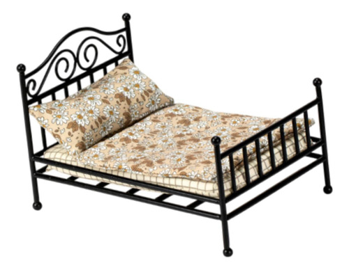 Cama En Miniatura, Juguete Para Niños, Modelo De Negro