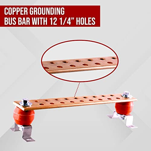 Copper Bus Bar - 12 Ground Bar - Grounding Kit - Termi...