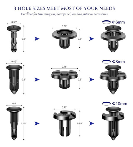 Axelect 100 Unidades De Clips De Remache De Pasador Y 1...