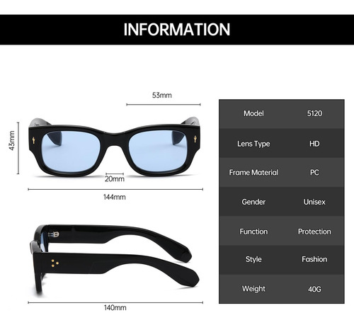 Yameize Gafas De Sol Rectangulares Gruesas Vintage - Gafas D