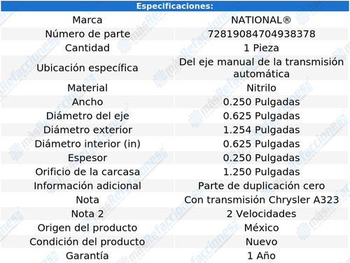 Retén Eje T/ A P/ Fargo Fc4c Pickup 56 National