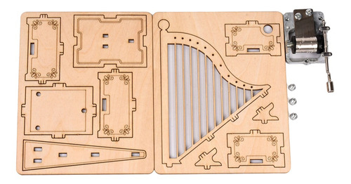 Imagen 9 de 11 de Caja De Música De Madera Forma De Música De Arpa Caja