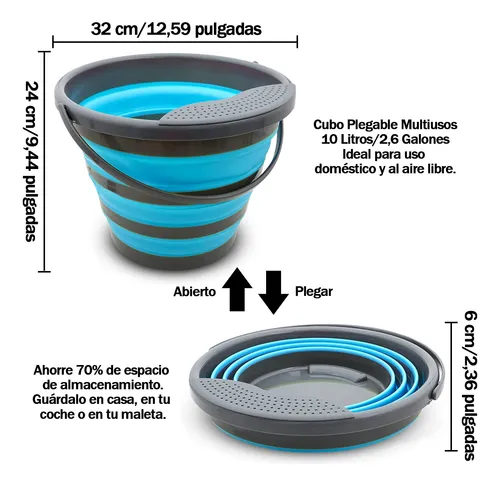 Cubeta Plegable De Silicón, 10 Litros, Cubo Plegable Con