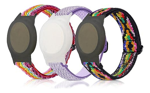 3 Pack Airtag Wristbands For Kids, Stretchy Nylon Bracelet 2