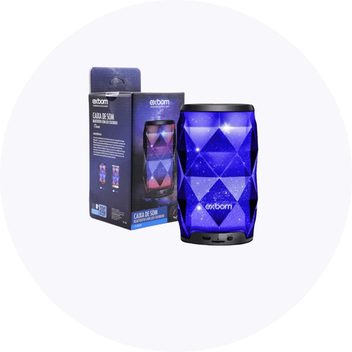 Imagem 6 de 6 de Caixa De Som Exbom Cristal Galaxia Bluetooth Led Rgb
