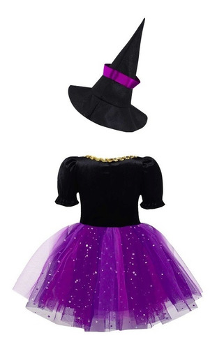Imagem 2 de 7 de Fantasia Bruxinha Luxo Halloween Infantil Dia Das Bruxas