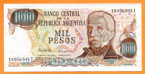 Billete 1000 Pesos Ley, Bottero 2460, Año 1982 Exc 