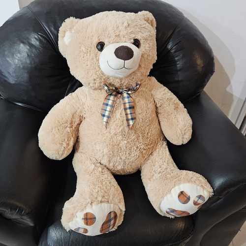 Peluche Oso Sentado Clásico Grande Con Moño 65cm Marrón Claro