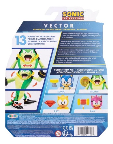 Figura Jakks Sonic The Hedgehog Vector Com Super Ring