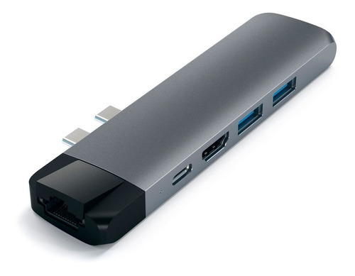 Adaptador Hub USB-C Satechi p/ MacBook Pro e Air com HDMI 4K, Ethernet RJ-45, USB-A, USB-C PD, Leitor SD e microSD – Estação Completa para Trabalho, Estudo e Home Office