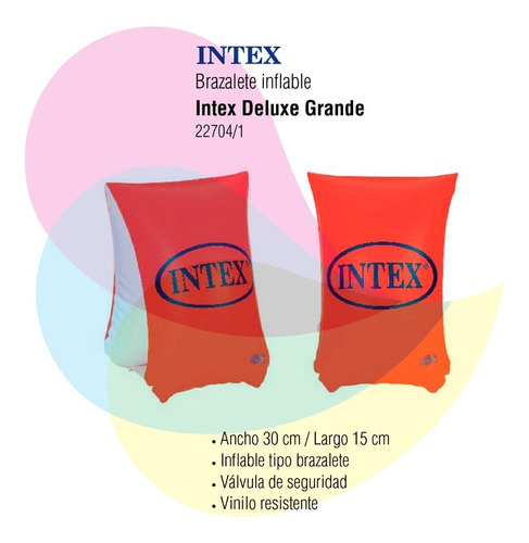 Imagen 2 de 6 de Brazalete Flotador De Brazos Intex Deluxe 30x15cm 22704/1