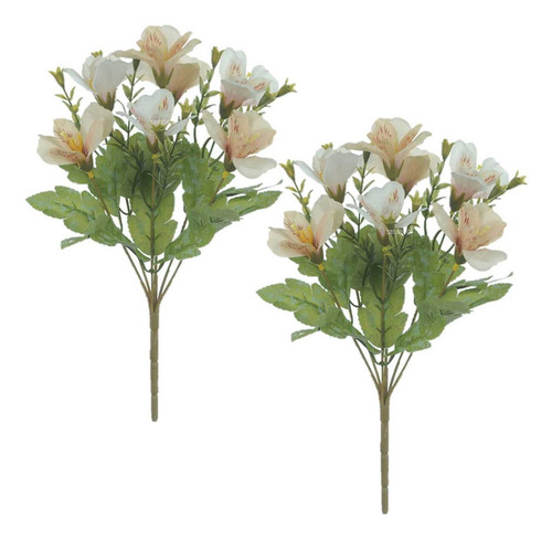 2x Buquê Astromelia Flor Artificial Decoração Arranjo Cor Astromelia Rosa Antigo