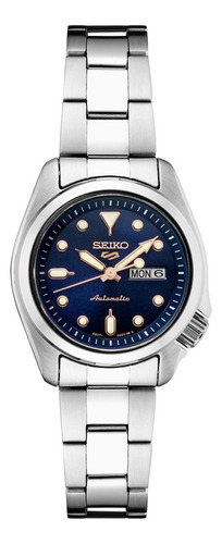 Reloj Seiko 5 Automático Mujer Sre003 K1 Color de la malla Plateado Color del bisel Plateado Color del fondo Azul