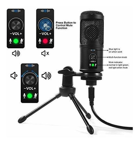 Microfono Condensador Usb Grabacion Plug Play Kit Estudio