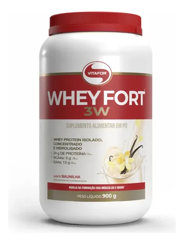 suplemento alimentar Whey Fort 3W Baunilha 900g Vitafor