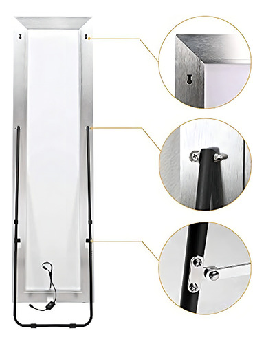 Vlsrka Espejo De Piso De Cuerpo Entero Con Luces Led, Espejo