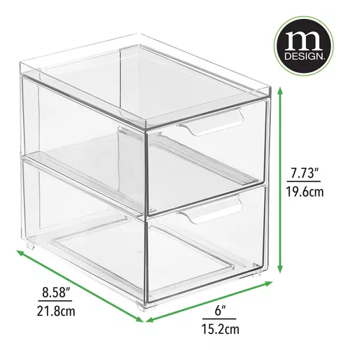 mDesign Cajas organizadoras de almacenamiento apilables de plástico para el  hogar con tapa para cocina, armario, despensa, dormitorio, baño, pasillo