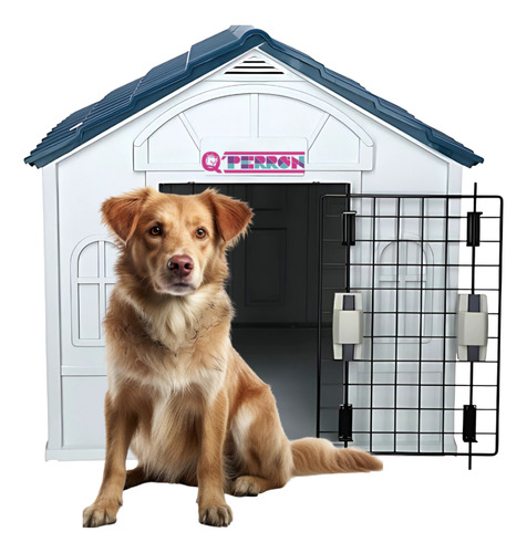 Casa Para Perro Sanmiguelito Para Razas Medianas 75x65x63 Cm Color Azul