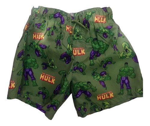 Bermuda De Ropa Baño Hulk Talla 10/12 Niño Avengers Marvel 