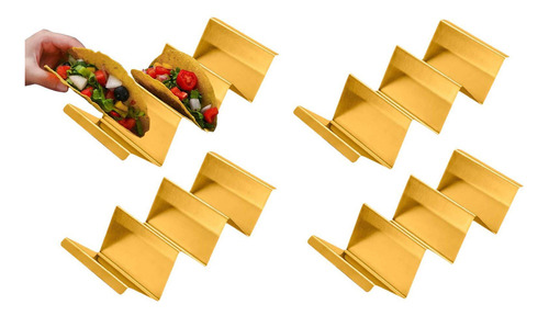 Stands De Taco De 4x, Suportes De Tortilha, Tacos De Ouro