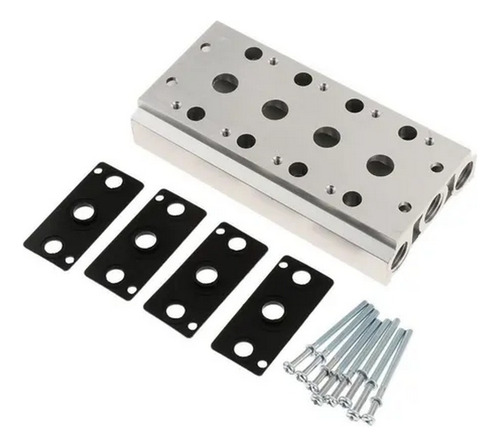 Bloco Manifold Pneumático Com 4 Válvulas 5/2 Vias 1/4 24vcc