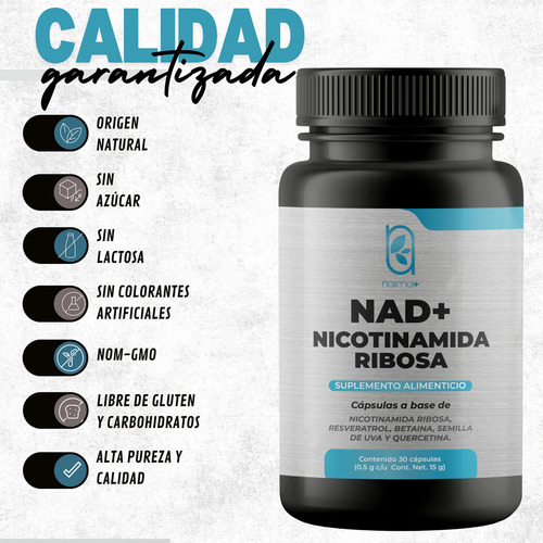 Nad+ Naíma Nr Nicotinamida Ribosa Resveratrol 30 Cápsulas Sabor Sin Sabor