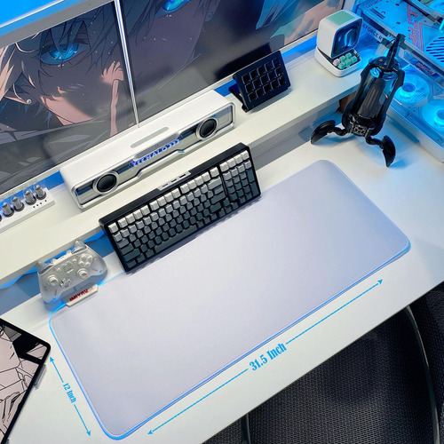 Jmiyav White Gaming Mouse Pad Rgb Mousepad Base De Goma Sin