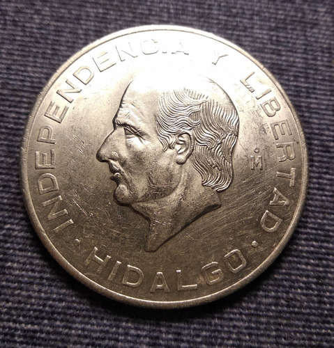 Moneda 10 Pesos 1956, Hidalgo Plata Ley . 900