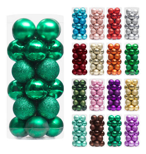 Juego De 24 Mini Esferas Inastillables Para Navidad Verde