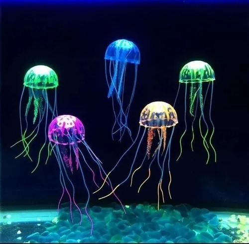 Água-viva Artificial Brilhante, Enfeite Fluorescente Azul