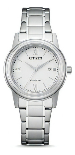 Reloj Citizen Ecodrive Analog Fe122089a Mujer Color De La Malla Plateado Color Del Bisel Plateado Color Del Fondo Blanco