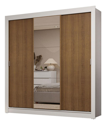 Guarda-roupa Casal 3 Portas C Espelho 2 Gav Sublime Madesa Cor Branco/Rustic
