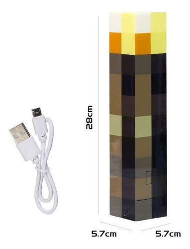 Lámpara Antorcha Minecraft Brownstone Luz Nocturna Led, 2 Un