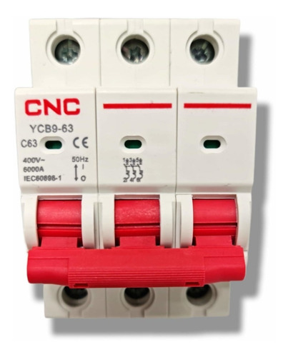 Imagen 2 de 4 de Interruptor Automático 3x63a Curva C 6ka Cnc