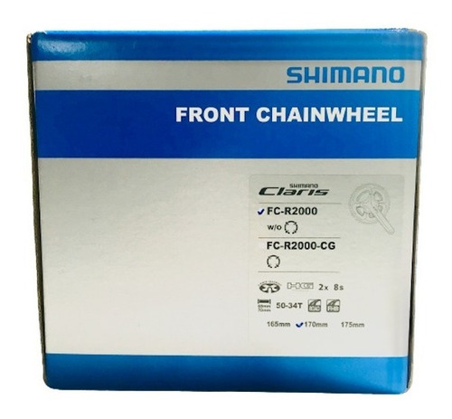 Imagen 6 de 6 de Shimano Claris Fc-r2000-cg Set De Biela 2x8-vel 50-34 - Grís