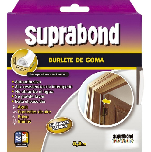 Imagen 7 de 9 de 5 Burletes Autoadhesivos De Goma Perfil D Color Blanco