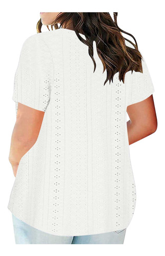 Playera De Talla Grande Con Ojales Para Mujer, Blusa Con Cue