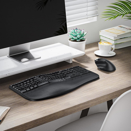 Teclado Ergonómico Recargable Inalámbrica Usb Con Ñ