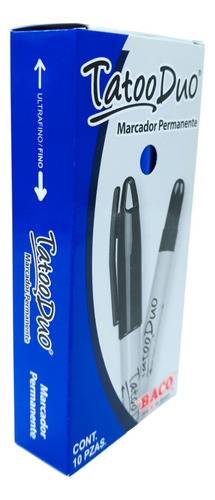 Baco Tatoo Duo Plumón Permanente Punta Fina/ultrafina Azul Azul