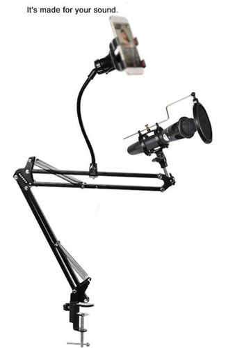 Soporte Para Microfono Brazo Filtro Pop Soporte Celular Mesa