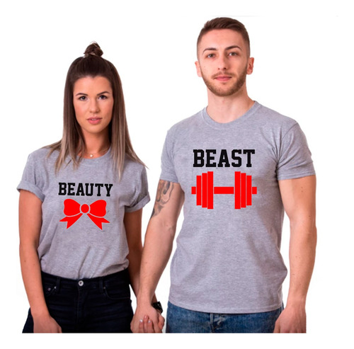 Par De Poleras Pololos/novios/enamorados Beauty & Beast 