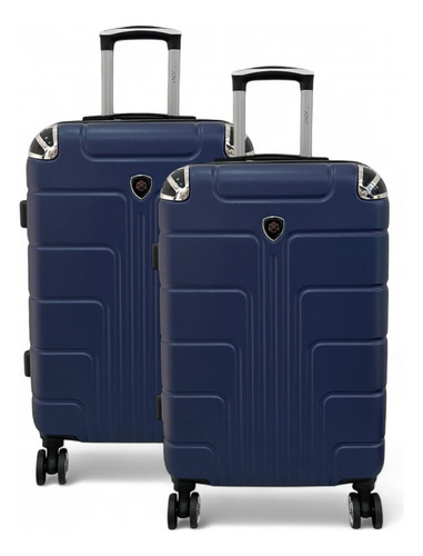 Set 2 Maletas Rígidas 26 Y 23 Pulgadas Con Ruedas Azul Rayas