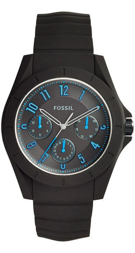 Reloj Fossil Fs5222 Para Hombre Fechador Doble Am/pm Color de la malla Negro Color del bisel Negro Color del fondo Negro