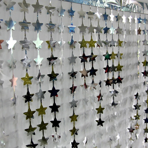 Cortina Metalizada Fiesta Decoración 1 Mt X 1.9 Mt Estrella