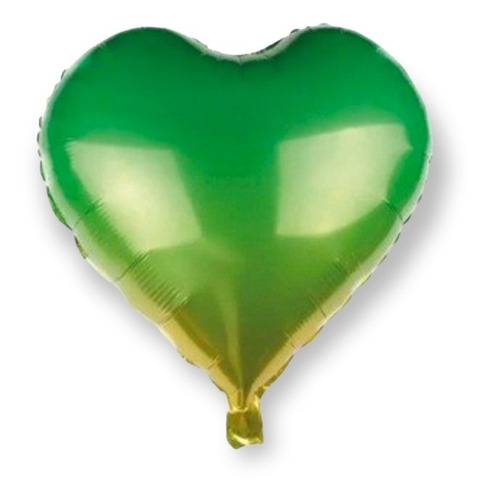 Globo Corazón Degradé 18 Pulgadas Verde Dorado Por 3 Unid.